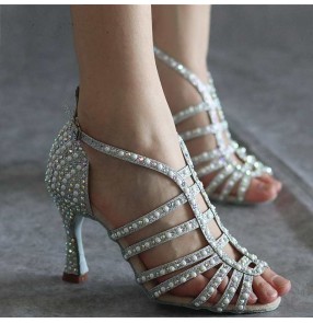 Black light gold Silver Latin dancing shoes women's adult female Salsa ballroom Chacha latin dance shoes soft sole high heel 